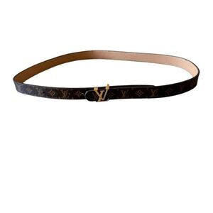 Louis Vuitton Monogram LV Iconic Gold IV Initials Buckle Leather Belt One Size